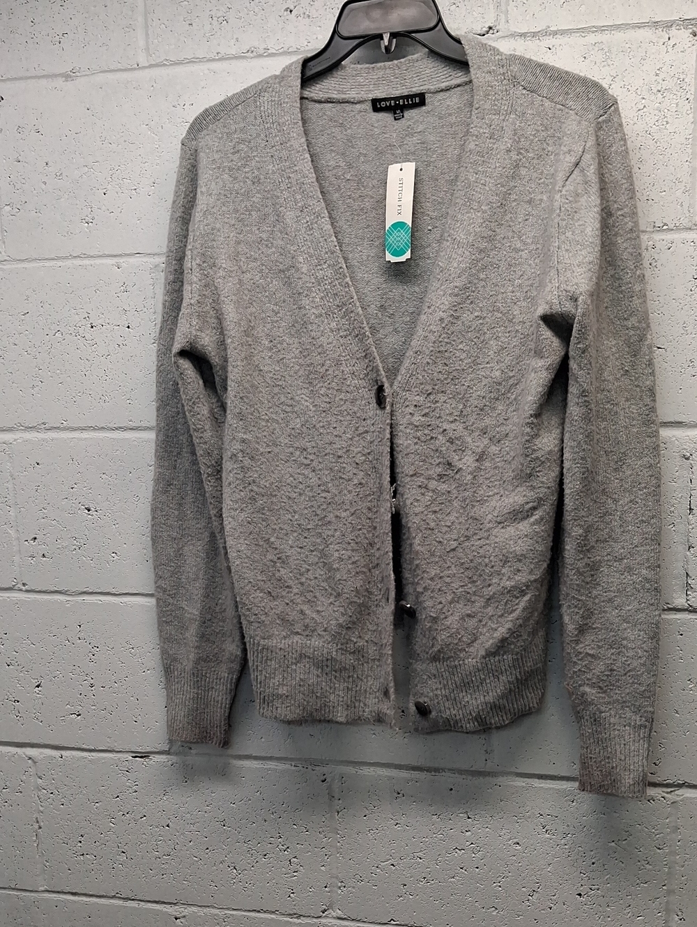 Women's Love Ellie Gray V-Neck Button Cardigan Sweater